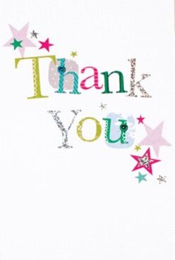 With its jubilant palette and playful craftsmanship, this thank you card captures the spirit of gratitude found in Gidea Park's community events and leafy streets. The lettering, forming the phrase 'Thank You', is stitched in whimsical style across a clean, white background, with every letter boasting a different shade-emerald green, blushing pink, tranquil blue-some dusted with subtle sparkles of silver or edged by cheerful, hand-sewn seams. Bitty stars, painted in magentas, teals, and bright gold, are scattered about the corners, reminiscent of confetti that lingers after a festival by Lodge Avenue or a festive gathering near Raphael Park. The light glints off raised letters and shimmery accents, inviting touch and adding a subtle, tactile element that speaks of thoughtful, handcrafted design. One can picture this card paired with a brilliant arrangement from Florist Gidea Park, becoming an eloquent expression of appreciation-whether for a friend's favour or to accompany a bouquet sent to a family on Heath Park Road. The overall mood is creative, festive, and warm-just like the local community it's designed to serve.